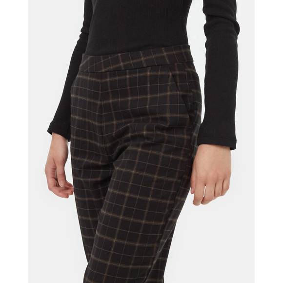 NEW TENTREE soft ecotwill cropped pants in alpine plaid black fossil - Picture 4 of 4